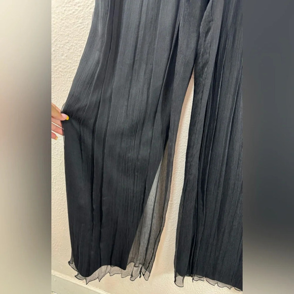 Tadashi Collection 100% Silk Chiffon Overlay Black Pants Women’s 6 Date Night - Picture 5 of 12